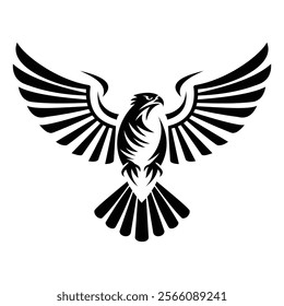 Majestic Eagle Vector Stunning black white EPS illustration with bold lines and intricate feathers. Perfect for logos tattoos or creative designs