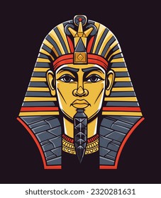 Un majestuoso faraón dorado egipcio, ilustración de un clip vectorial, encarnando poder y realeza, perfecto para antiguos diseños y proyectos históricos inspirados en Egipto