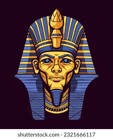 Un majestuoso faraón dorado egipcio, ilustración de un clip vectorial, encarnando poder y realeza, perfecto para antiguos diseños y proyectos históricos inspirados en Egipto