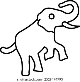 Ícone de elefante majestoso que representa a força, a sabedoria e o significado cultural, perfeito para destacar a natureza, a vida selvagem e o simbolismo tradicional em um design bonito e poderoso.