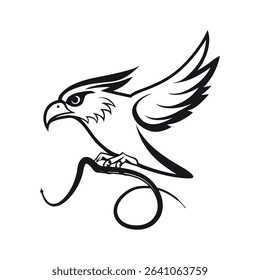 Majestic falcon hunting a snake artistic design