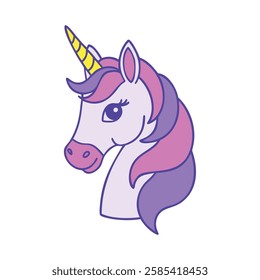 A majestic fantasy unicorn with pink mane illustration