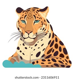 Majestic feline hunter icon isolated