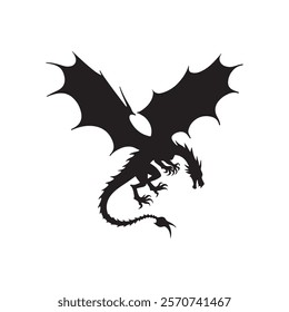 Majestic Flying Dragon Silhouette - Mythical Creature Icon