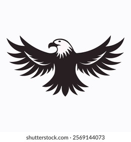 The majestic flying eagle silhouette is beautifully rendered in a stunning vector design,