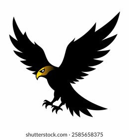 Majestic Flying Eagle Vector Illustration – Soaring Bird in Dynamic Pose