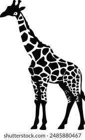 Eine majestätische Giraffe, mit einem anmutigen Hals und sanftem Blick, symbolisiert afrikanische Wildnis und hohe Eleganz, perfekt für Wildtierbegeisterte und Savannenabenteurer. 