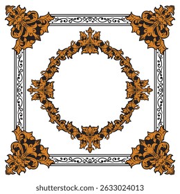 Majestic Glow Ornamental Frames with Gold Premium Geometric Theme Vector