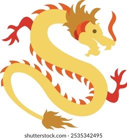 Majestic Golden Dragon Icon Representing Power, Strength, and Cultural Significance, Perfect for Highlighting Festivals, Celebrations, and Mythical Symbolism with an Elegant and Striking Design.