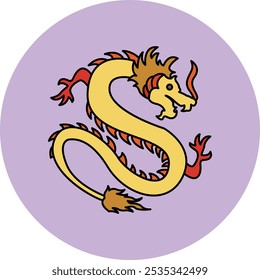 Majestic Golden Dragon Icon Representing Power, Strength, and Cultural Significance, Perfect for Highlighting Festivals, Celebrations, and Mythical Symbolism with an Elegant and Striking Design.