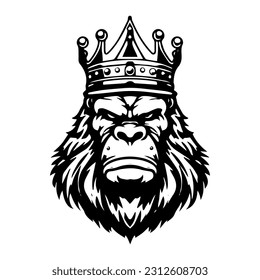 Majestic gorilla logo design with intricate hand drawn details, showcasing strength, power, and wild beauty. A symbol of primal energy and untamed spirit.