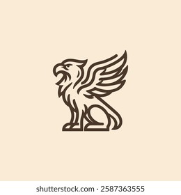  A majestic griffin emblem blending eagle and lion traits, symbolizing courage and protection.