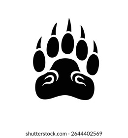 Majestic grizzly bear paw print wild animal track.