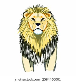 A majestic hand drawn lion illustration, perfect for wildlife conservation advertisements, educational content, or zoo promotions. The lion symbolizes strength, courage, and leadership, making it idea