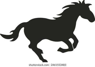 Un caballo majestuoso, sus poderosos músculos ondulando bajo una capa brillante, melena y cola fluyendo en la brisa, personificando la belleza y la fuerza en movimiento.