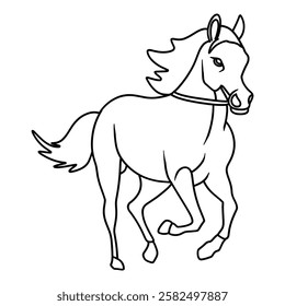 A majestic horse running, line art style. Elegant and powerful, perfect for horse themed designs, western projects or animal related content