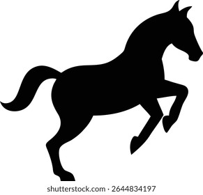 Majestic Horse Silhouette Elegant Black Stallion in Powerful Pose .