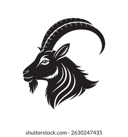 Majestic Ibex Head Silhouette Profile