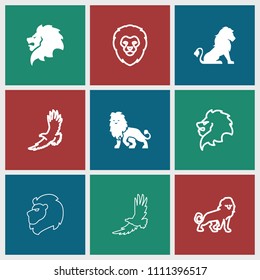 Majestic icon. collection of 9 majestic filled and outline icons such as lion. editable majestic icons for web and mobile.