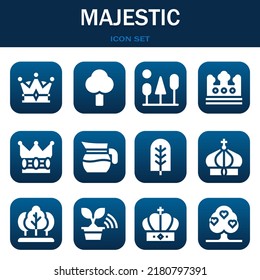 majestic icon set. Vector  illustrations related with Crown, Tree and Trees