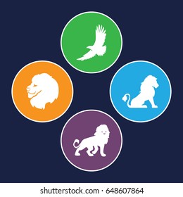 Majestic icons set. set of 4 majestic filled icons such as lion