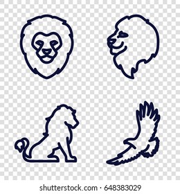Majestic icons set. set of 4 majestic outline icons such as lion