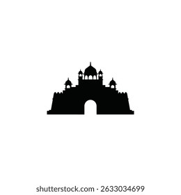 Majestic indian palace gate silhouette icon