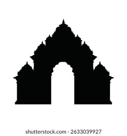 Majestic design de silhueta de portão de templo indiano