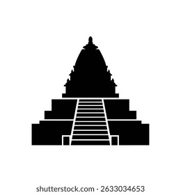 Majestic indonesian temple silhouette icon