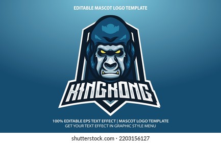 Majestic King Kong Mascot Esport Logo Editable Text Template