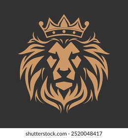 Majestic king lion crown symbols. Premium luxury brand identity icon. Vector illustration.