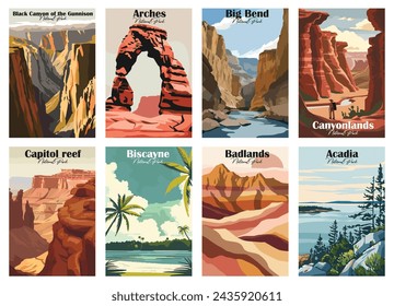 Majestic Landscapes Unveiled: Acadia to Capitol Reef - Premium Vintage National Park Poster Collection