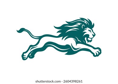 Majestic Leaping Lion Logo in Bold Graphic Design