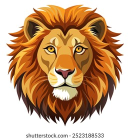 Majestic Lion Face illustration on White Background