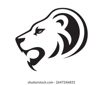 Majestic Lion Face Vector Illustration – Bold Animal Head Logo Design Isolated on White Background