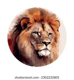 Majestic lion with fierce teeth in Africa icon isolated