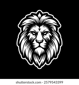 Majestic Lion Head in Bold Monochrome Vector Art