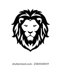 Majestic Lion Head Illustration – Black and White Vector Art