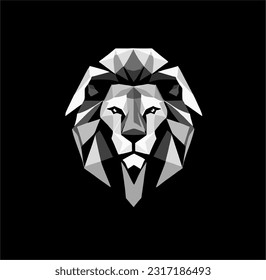 Majestic lion head logo, rendered in cubism style