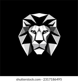 Majestic lion head logo, rendered in cubism style