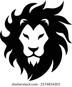 A majestic lion head silhouette showcasing the king of the jungle's strength and grace, ideal for logos, tattoos, home decor, and branding designs. lion, silhouette, head, animal, king, jungle, wild

