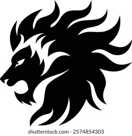 A majestic lion head silhouette showcasing the king of the jungle's strength and grace, ideal for logos, tattoos, home decor, and branding designs. lion, silhouette, head, animal, king, jungle, wild

