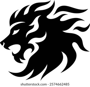 A majestic lion head silhouette, symbolizing strength, courage, and power, captured in a striking black-and-white design. Perfect for wildlife enthusiasts, nature lovers, and powerful imagery.