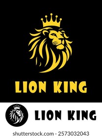 Majestic lion king logo featuring a crowned lion head