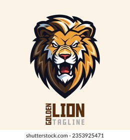 Cabeza majestuosa de la mascota del león: La majestuosamente retratada cabeza de mascota de león, transformada en un logo ilustrado y gráfico vectorial para equipos deportivos y deportivos electrónicos.
