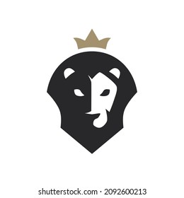 Majestic Lion minimalistic logo illustration template for label, badge, advertisement or sign template. Wild animal head vector image.