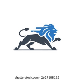 Majestic Lion Silhouette Icon Isolated On White Background