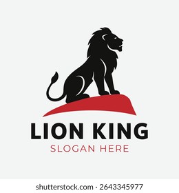 Majestic Lion Silhouette Logo on Cliff – Powerful King of Jungle Vector Emblem