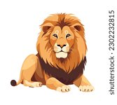 Majestic lion sitting on white background icon isolated