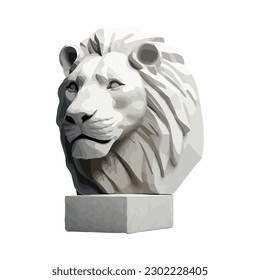 Majestic lion statue, symbol of strength and danger icon isolated